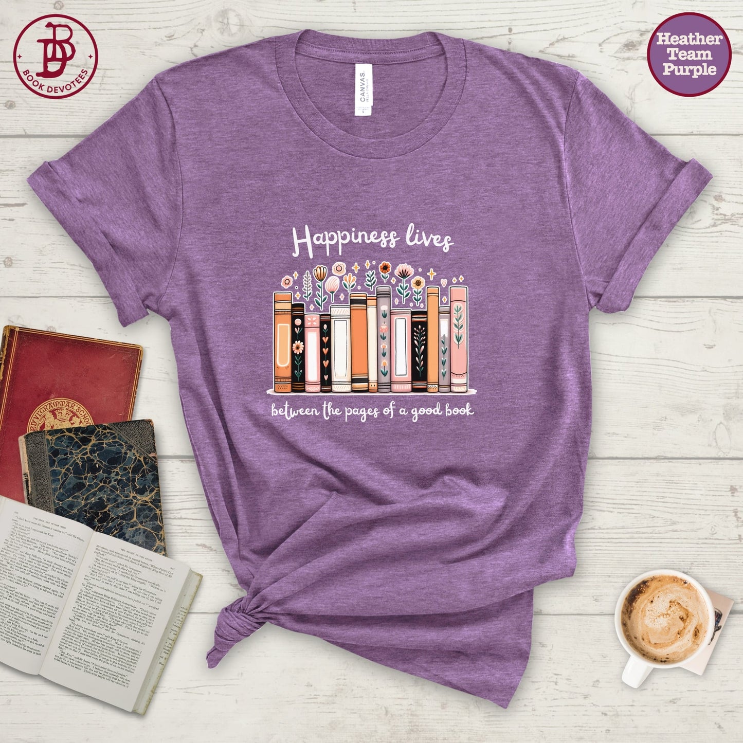 Happiness Lives Between the Pages Tee