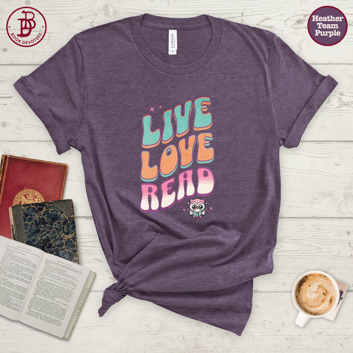 Live Love Read Retro Owl Tee