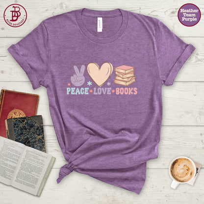 Peace Love Books Tee