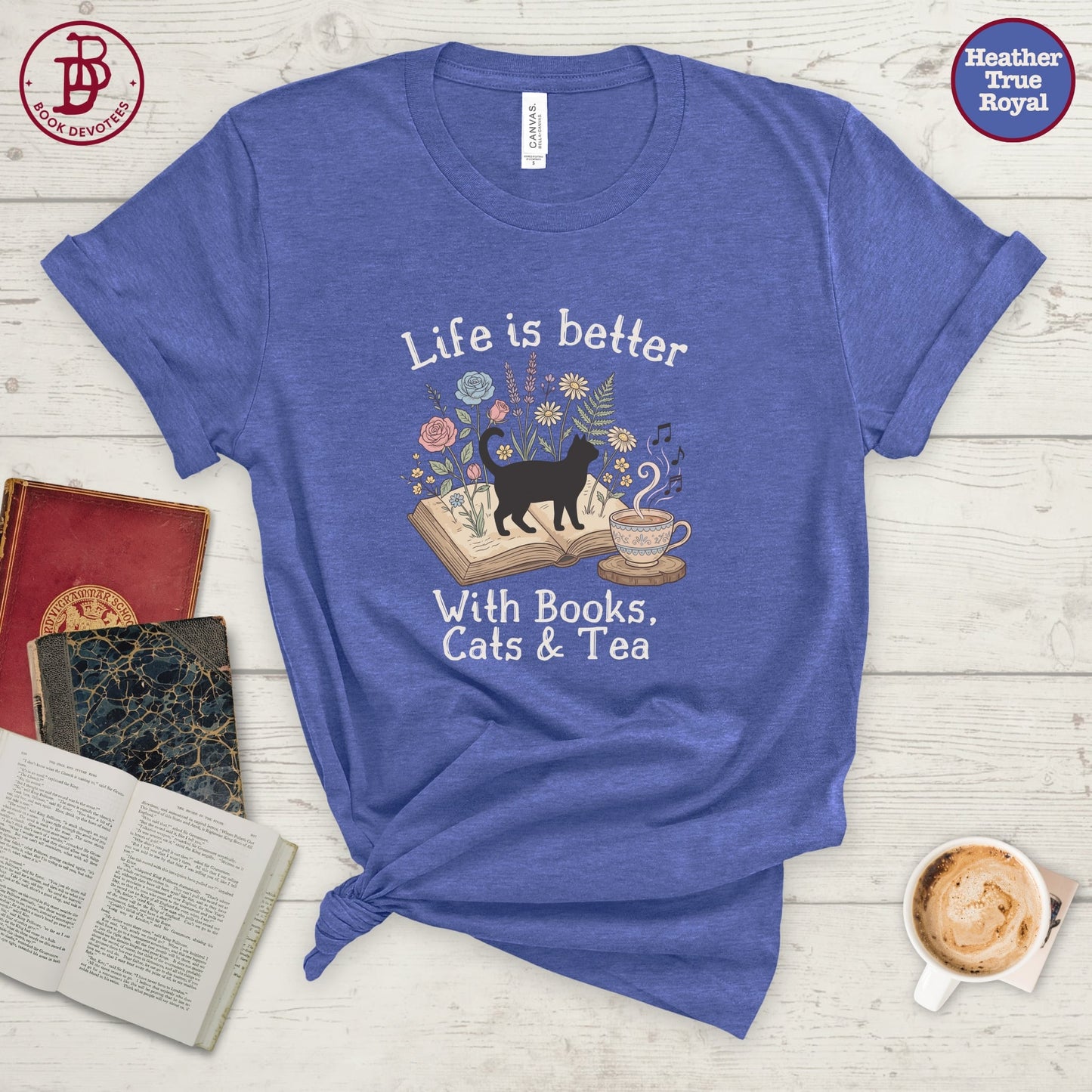 Books Cats and Tea Tee