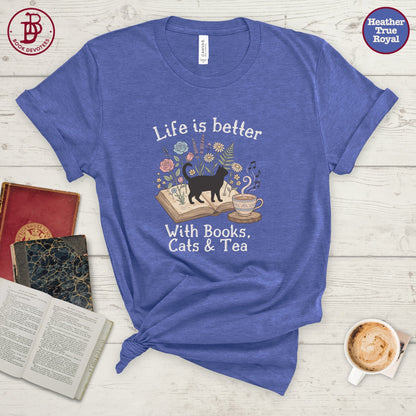 Books Cats and Tea Tee