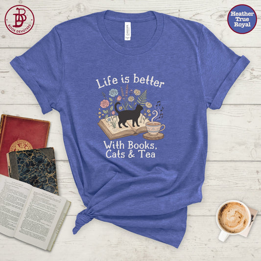 Books Cats and Tea Tee