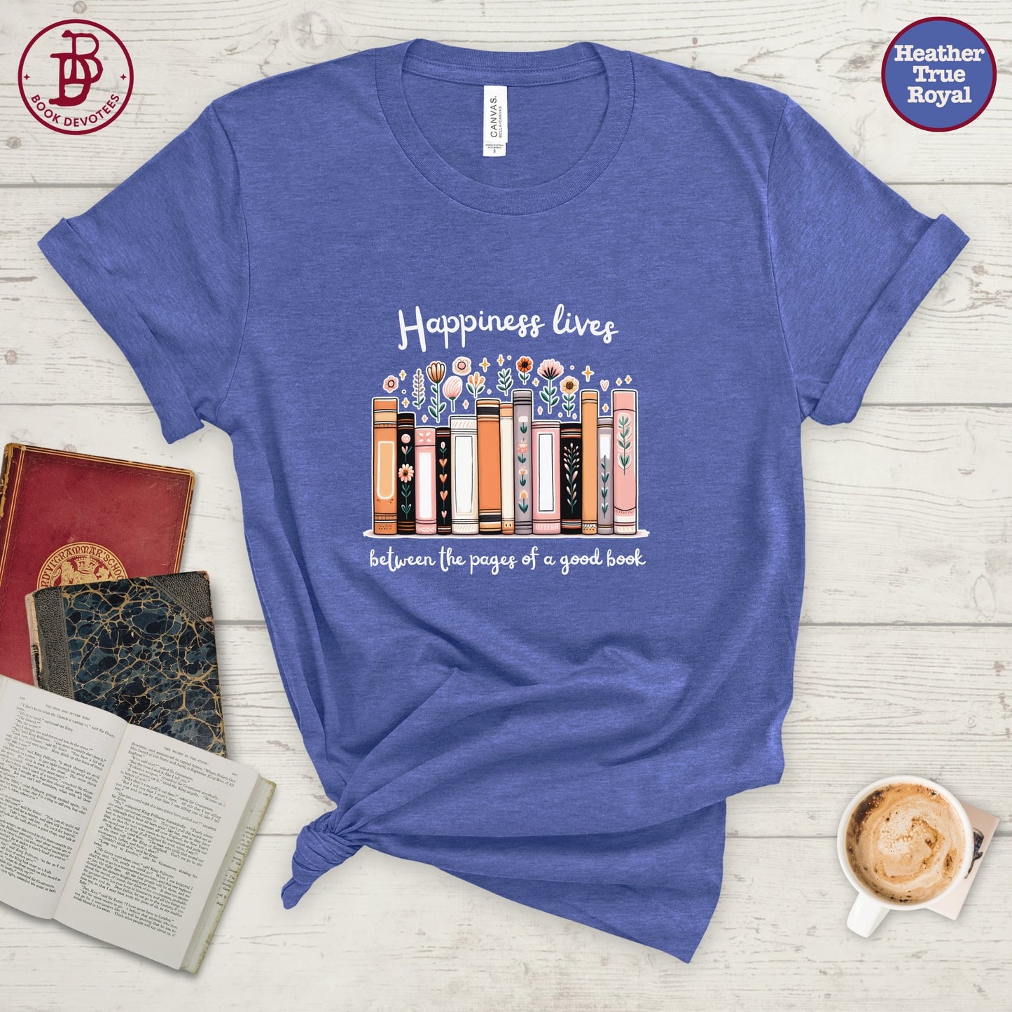 Happiness Lives Between the Pages Tee