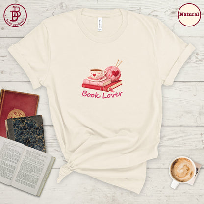 Book Lover Knit Hearts Tee