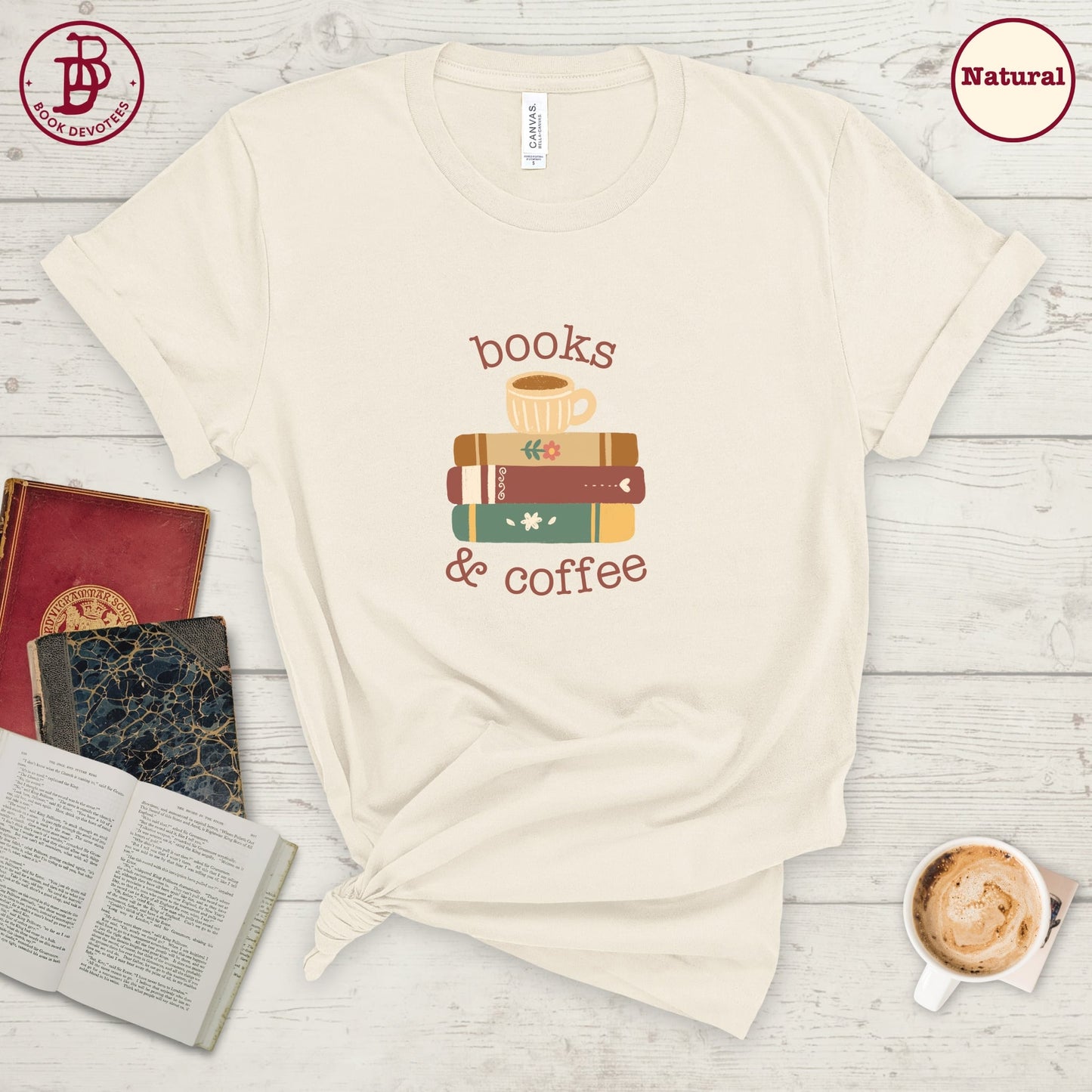 Books and Coffee Tee