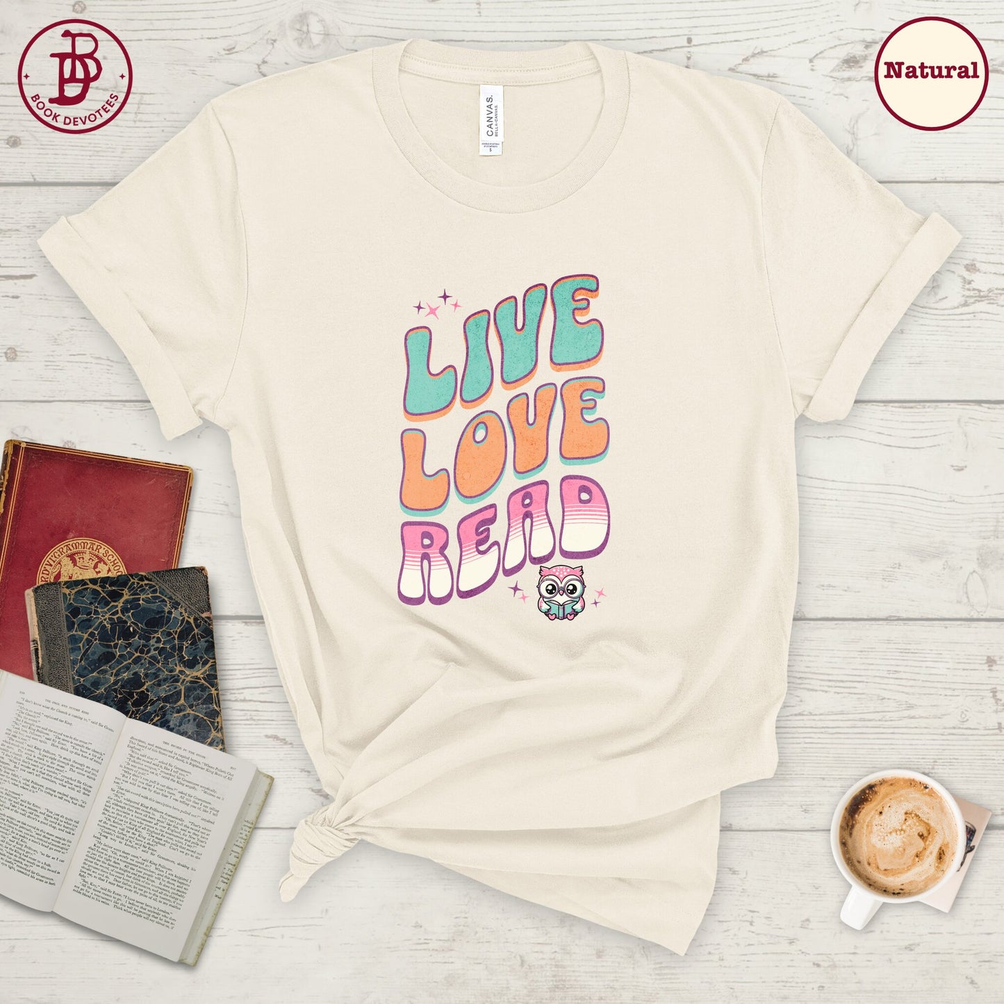Live Love Read Retro Owl Tee