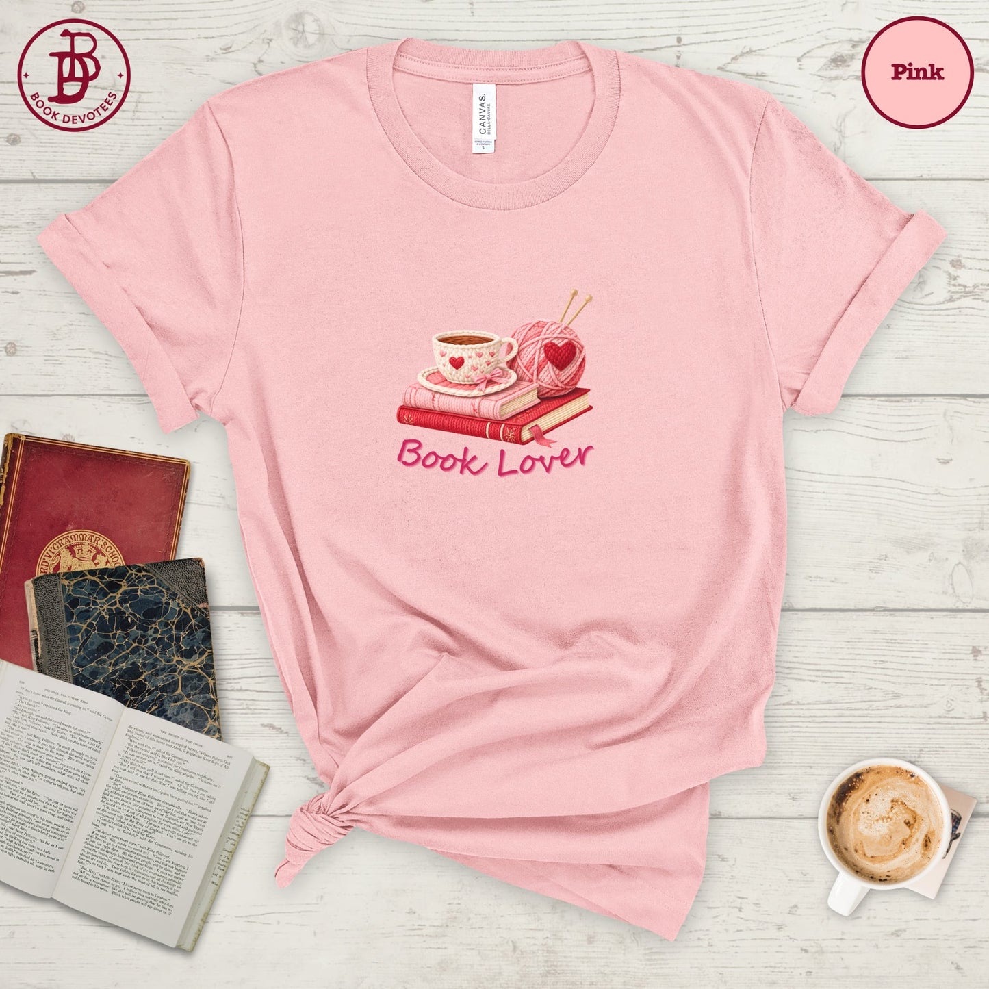 Book Lover Knit Hearts Tee