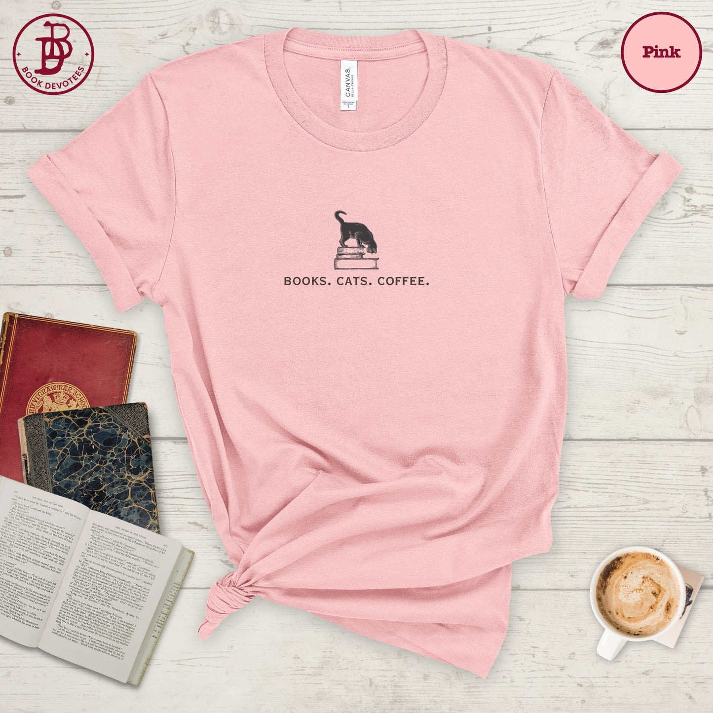 Books Cats Coffee Tee