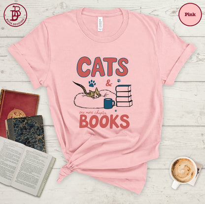 Cats and Books Retro Tee
