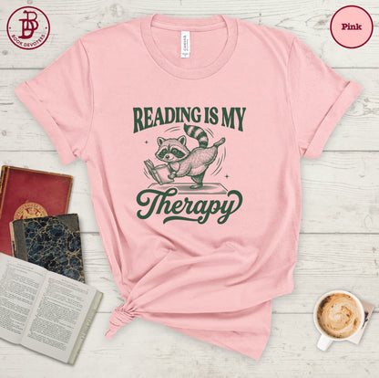 Reading is Therapy Raccoon Tee
