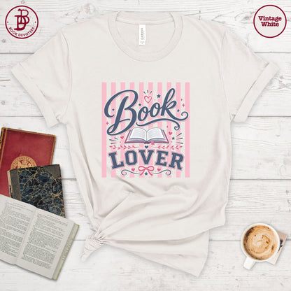 Book Lover Heart Stripe Tee