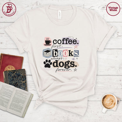 Coffee Books Dogs Ransom Note Tee