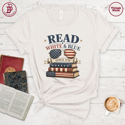Read White Blue Book Tee