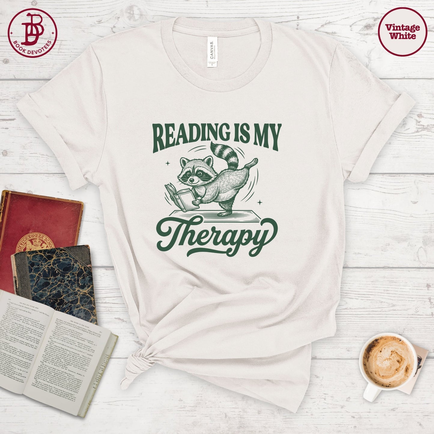 Reading is Therapy Raccoon Tee