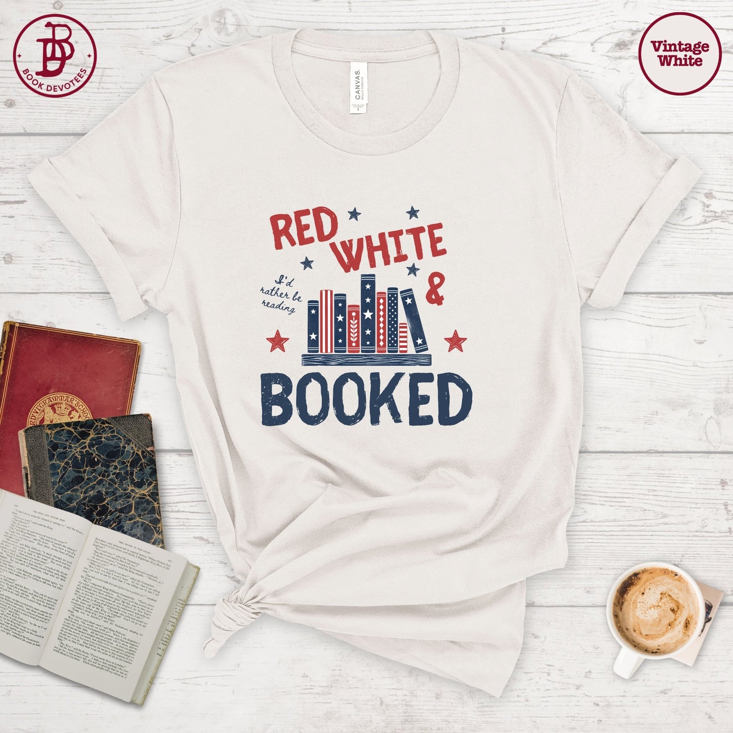 Red White Booked Tee
