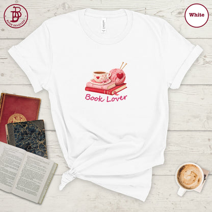 Book Lover Knit Hearts Tee