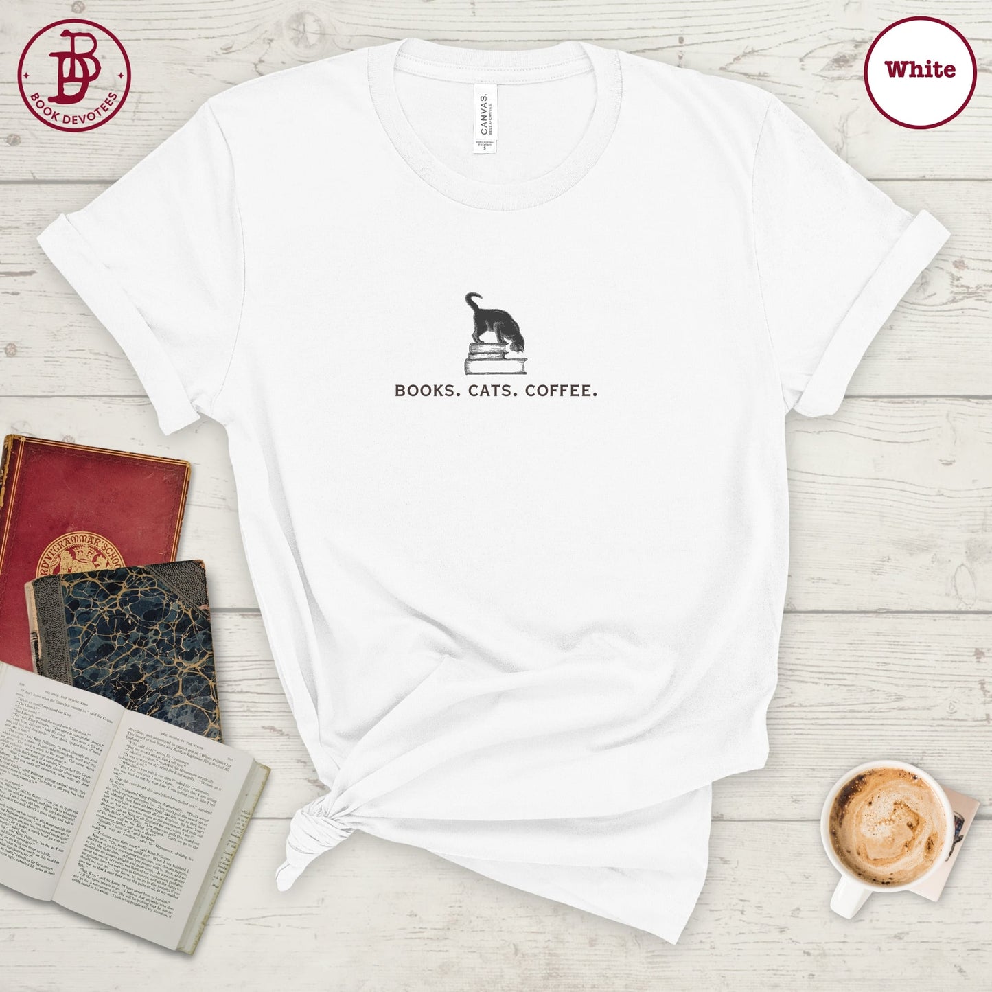 Books Cats Coffee Tee