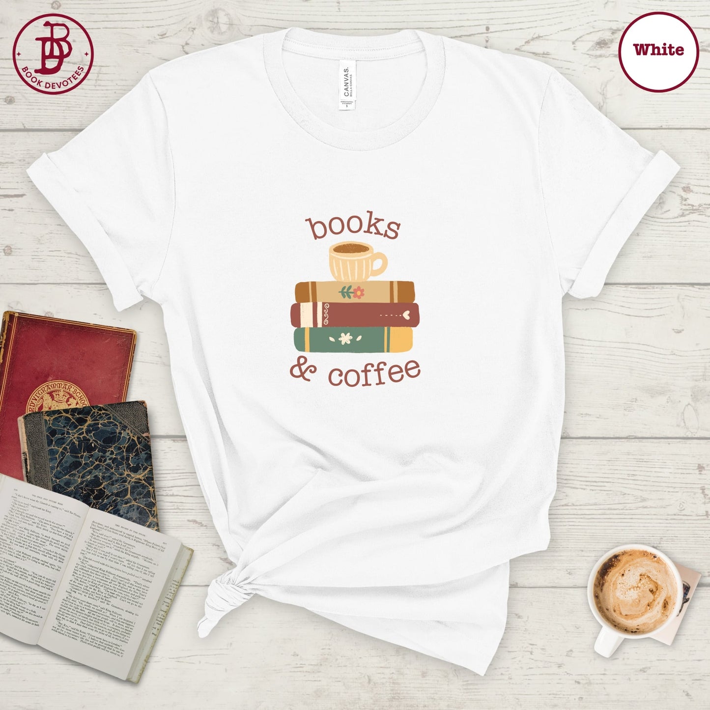 Books and Coffee Tee