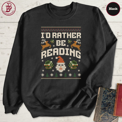 Rather Be Reading Christmas Sweatshirt
