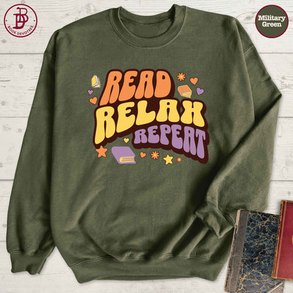 Read Relax Repeat Stars Sweatshirt