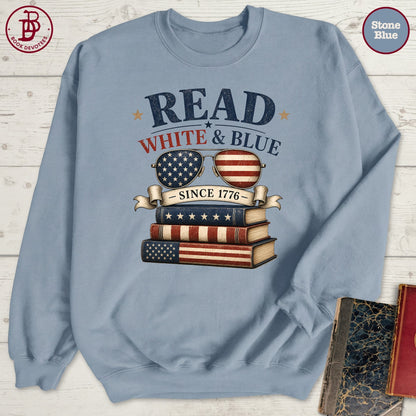 Read White Blue Book Sweatshirt